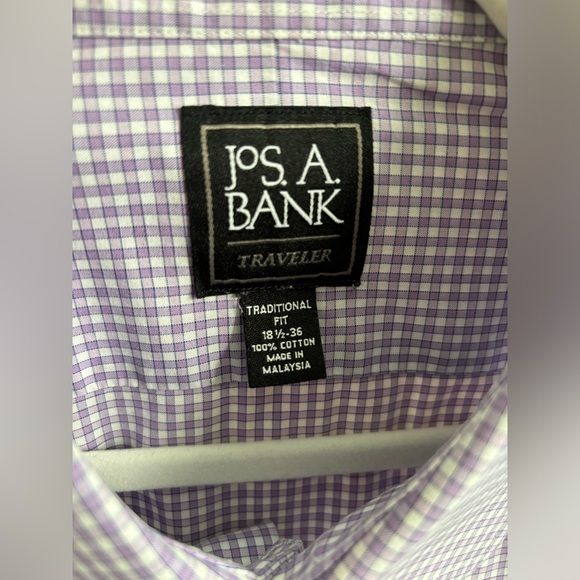 Jos A Banks traditional fit purple and white long sleeve men’s dress shirt - Picture 5 of 5